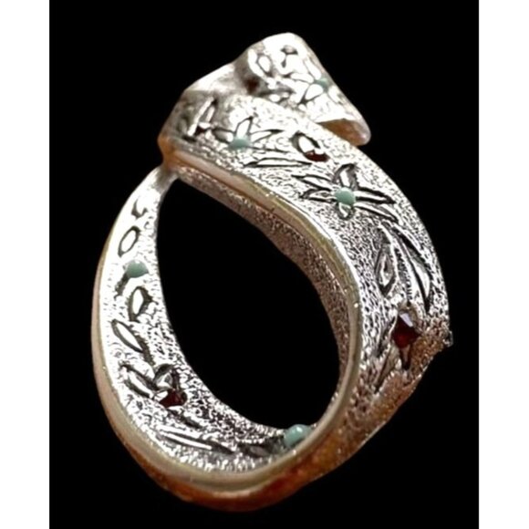 Vintage Kramer Floral Brooch Pin Signed Rare New York Ruby Turquoise Sto… - Picture 7 of 12